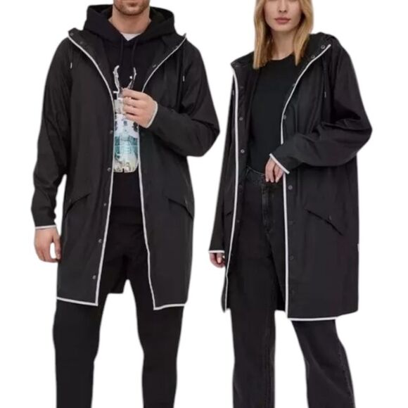 RAINS UNISEX LONG JACKET REFLECTIVE, Sz Medium - Picture 1 of 10